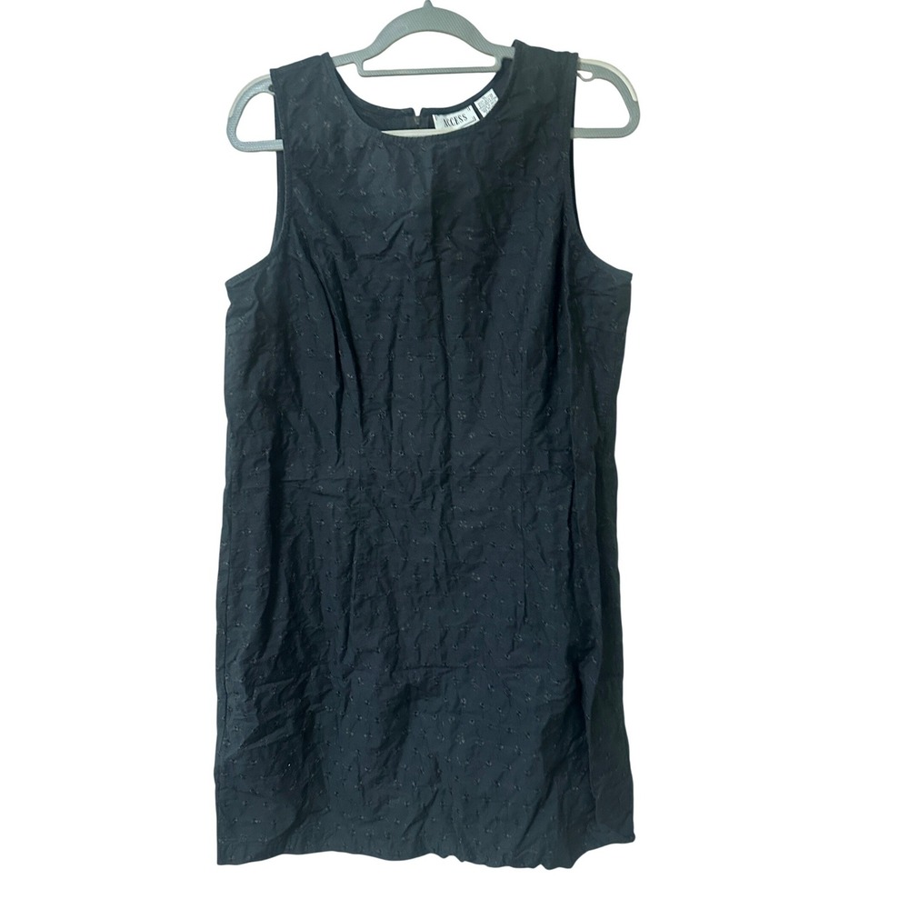 Access Black Eyelet Embroidered Cotton Knee Length Sleeveless Shift Dress XL